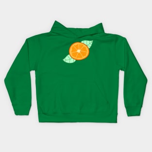 Orange Slice With Leaves Kids Hoodie